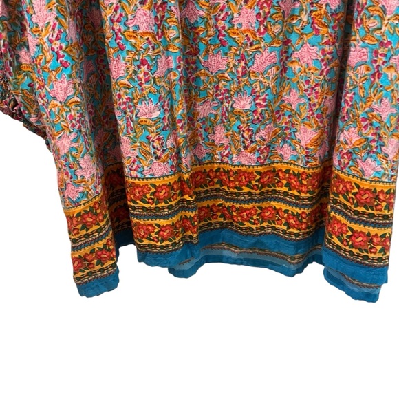 NATURAL LIFE Multicolor Floral Dara V Nexk Tunic Dress with Tassels Size XL - Picture 7 of 9
